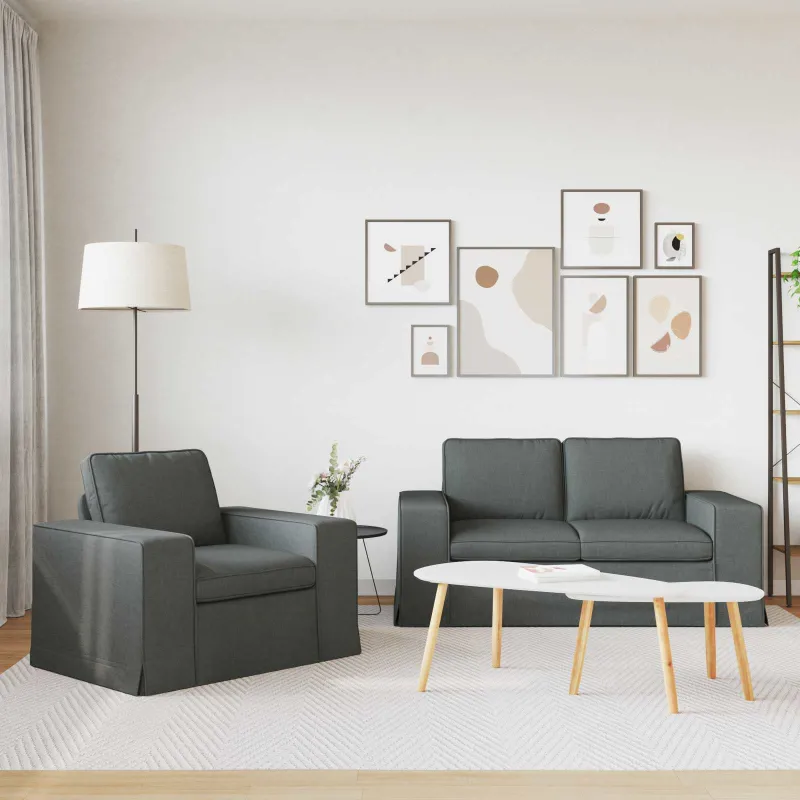 Sofos komplektas 2 pcs Tamsiai pilka 162 x 80 x 82 cm audinys