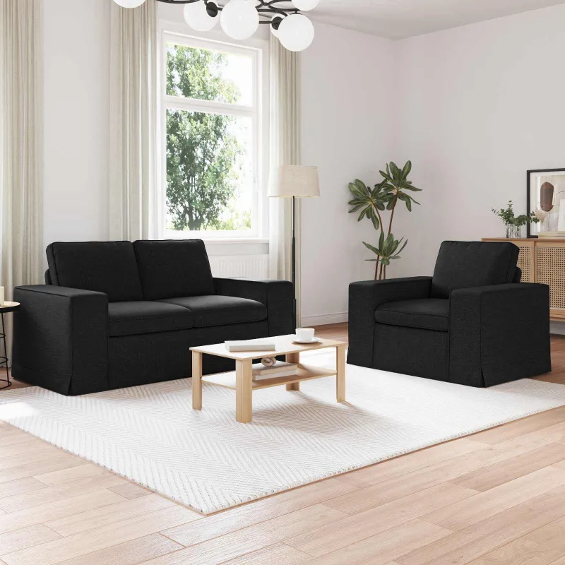 Sofos komplektas 2 pcs Juoda 162 x 80 x 82 cm audinys