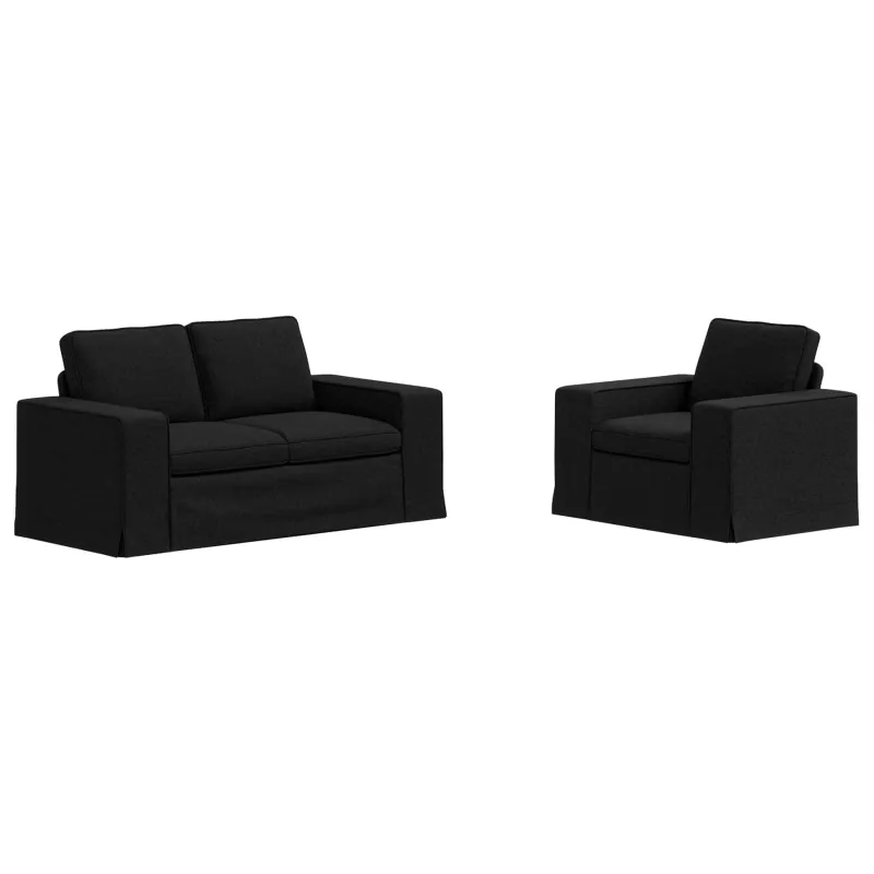 Sofos komplektas 2 pcs Juoda 162 x 80 x 82 cm audinys