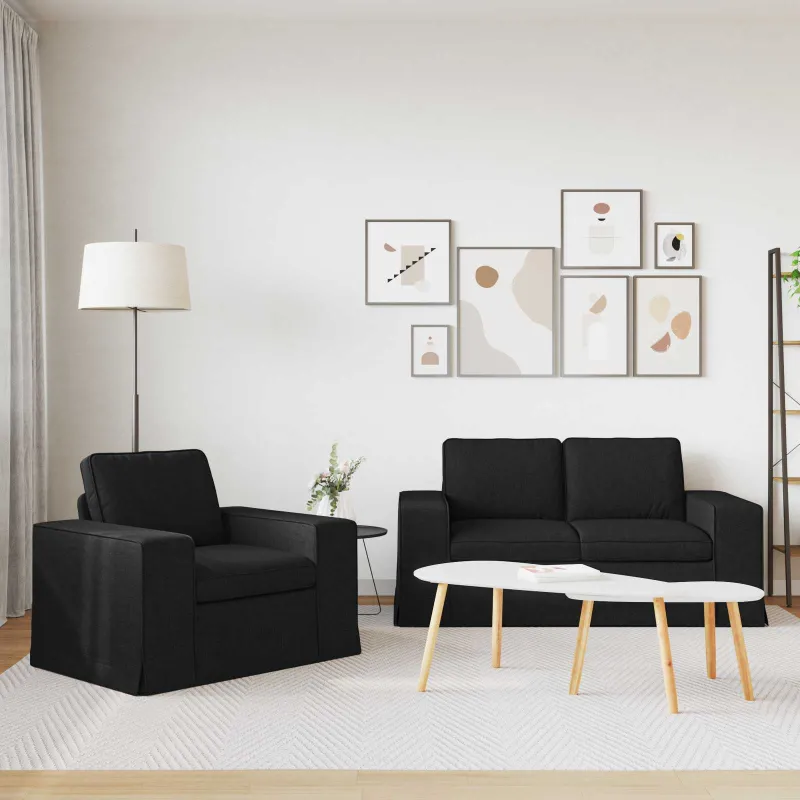 Sofos komplektas 2 pcs Juoda 162 x 80 x 82 cm audinys