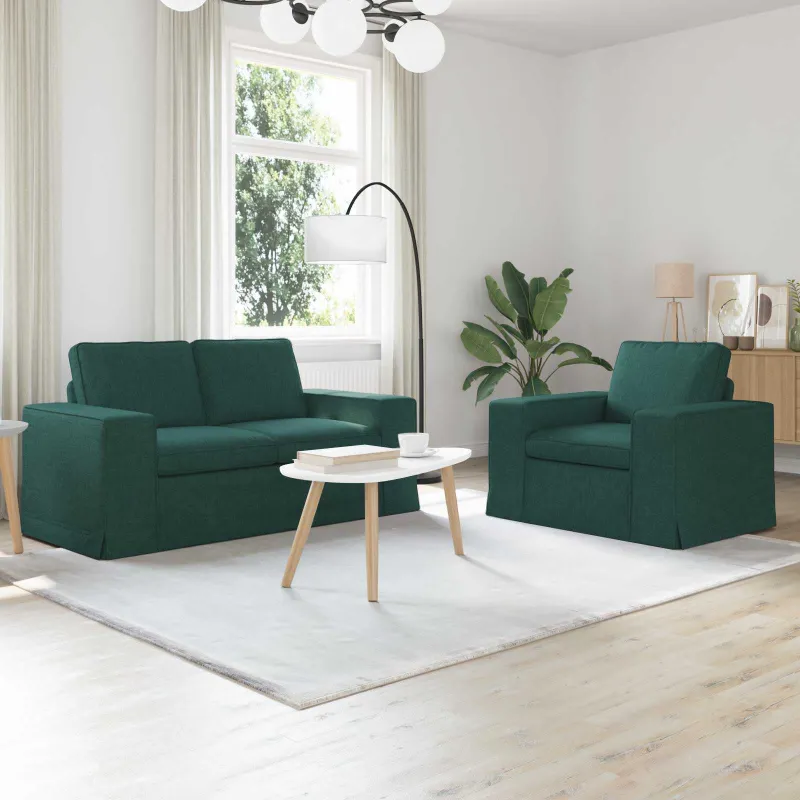 Sofos komplektas 2 pcs Tamsiai žalia 162 x 80 x 82 cm audinys