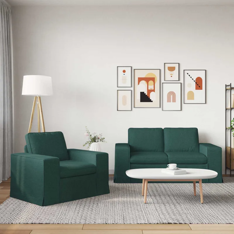 Sofos komplektas 2 pcs Tamsiai žalia 162 x 80 x 82 cm audinys