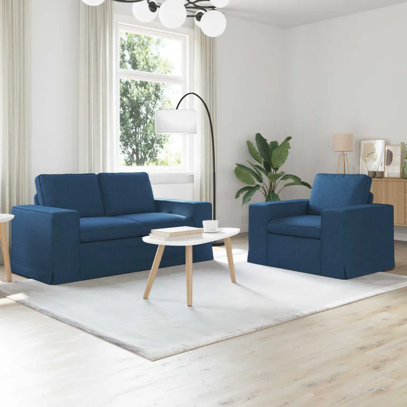 Sofos komplektas 2 pcs Mėlyna 162 x 80 x 82 cm audinys