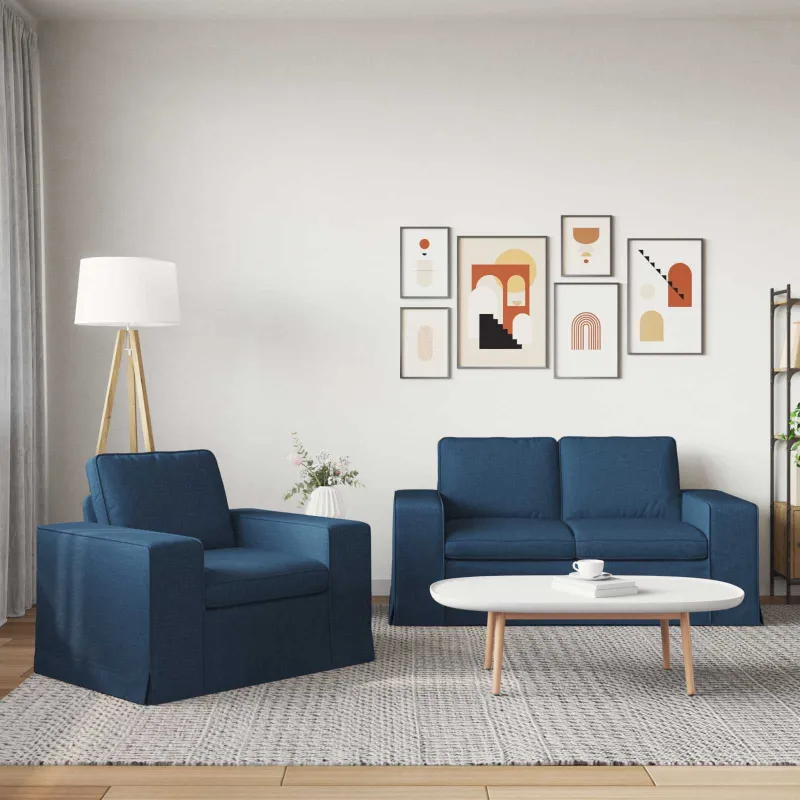 Sofos komplektas 2 pcs Mėlyna 162 x 80 x 82 cm audinys