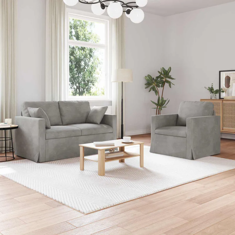 Sofos komplektas 2 pcs Šviesiai pilka 138 x 78 x 80 cm Aksomas