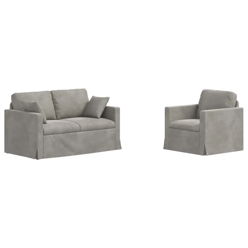 Sofos komplektas 2 pcs Šviesiai pilka 138 x 78 x 80 cm Aksomas