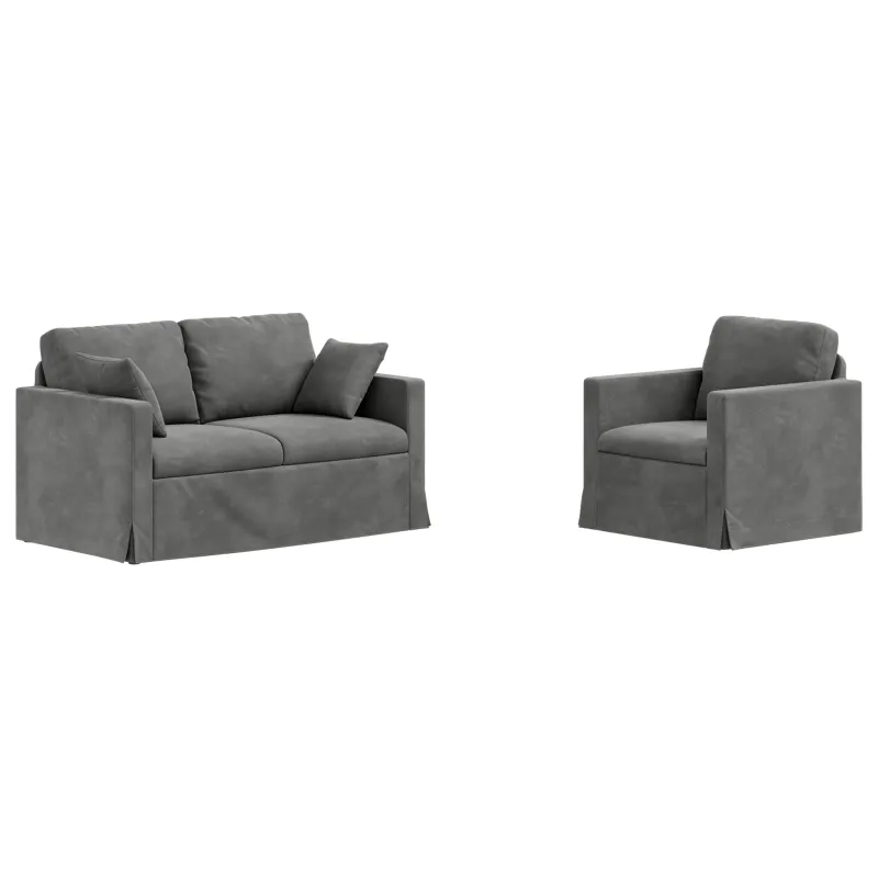 Sofos komplektas 2 pcs Tamsiai pilka 138 x 78 x 80 cm Aksomas
