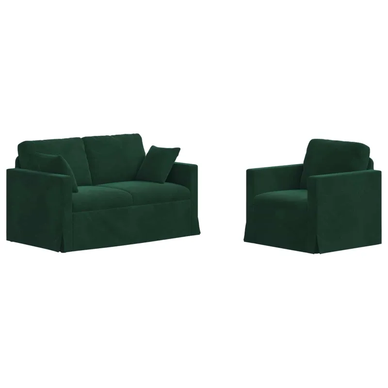 Sofos komplektas 2 pcs Tamsiai žalia 138 x 78 x 80 cm Aksomas