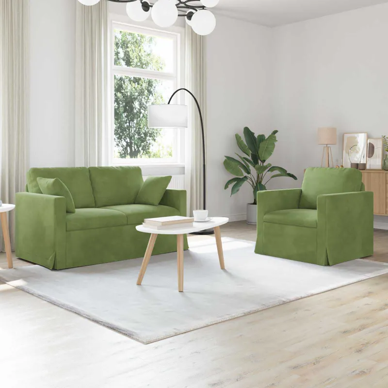 Sofos komplektas 2 pcs Šviesiai žalia 138 x 78 x 80 cm Aksomas