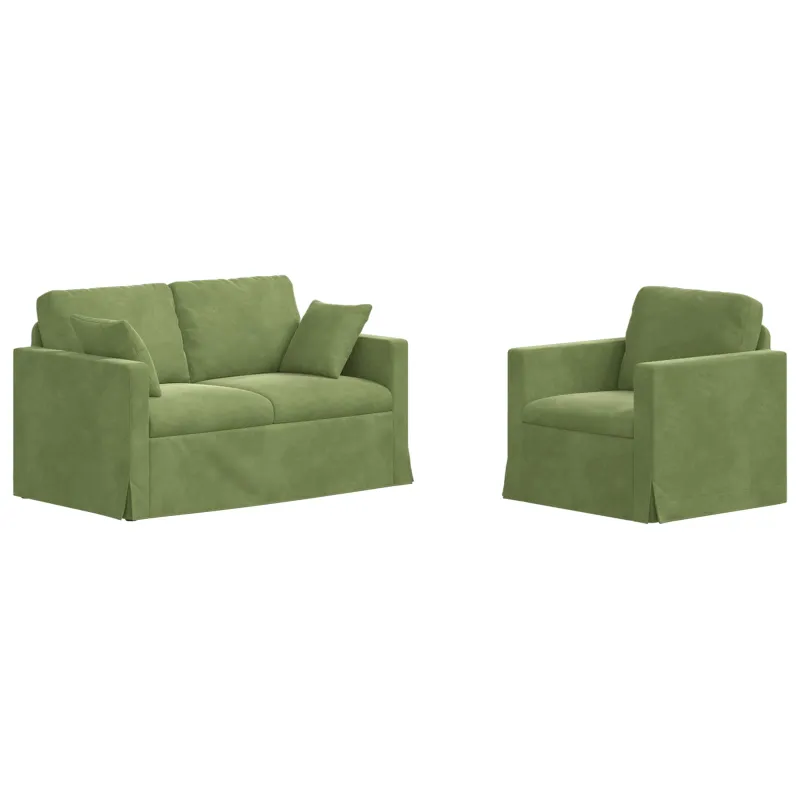 Sofos komplektas 2 pcs Šviesiai žalia 138 x 78 x 80 cm Aksomas