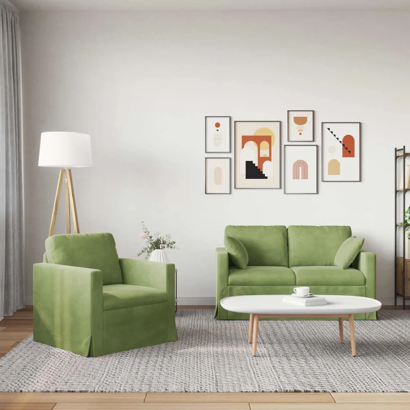 Sofos komplektas 2 pcs Šviesiai žalia 138 x 78 x 80 cm Aksomas