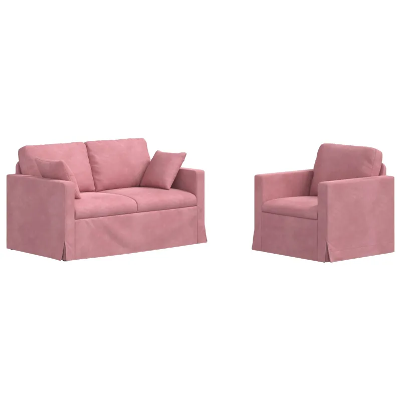 Sofos komplektas 2 pcs Rožinė 138 x 78 x 80 cm Aksomas