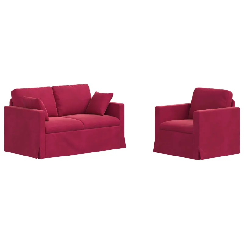 Sofos komplektas 2 pcs Vyno raudona 138 x 78 x 80 cm Aksomas