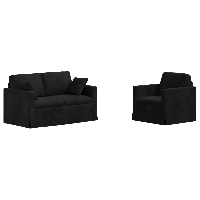 Sofos komplektas 2 pcs Juoda 138 x 78 x 80 cm Aksomas