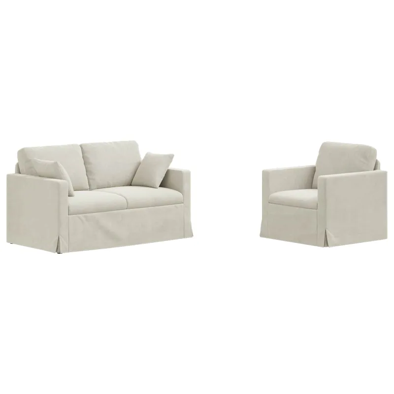 Sofos komplektas 2 pcs Kreminė 138 x 78 x 80 cm Aksomas