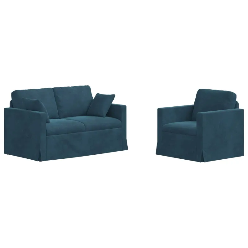 Sofos komplektas 2 pcs Mėlyna 138 x 78 x 80 cm Aksomas