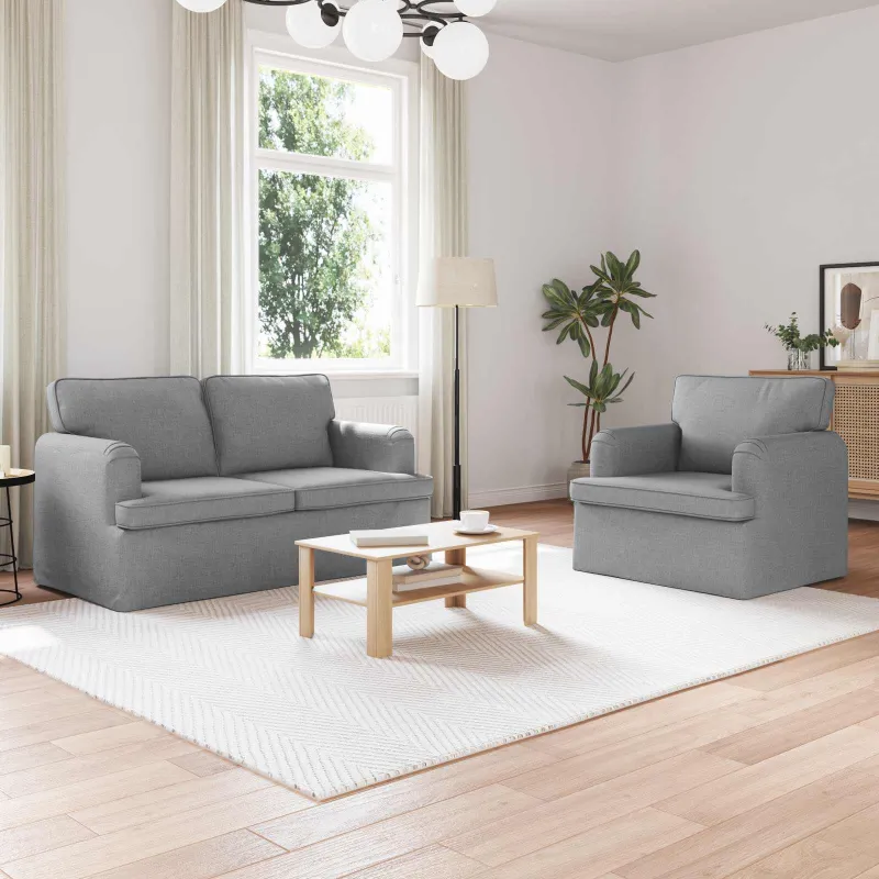 Sofos komplektas 2 pcs Šviesiai pilka 144 x 80 x 85 cm audinys