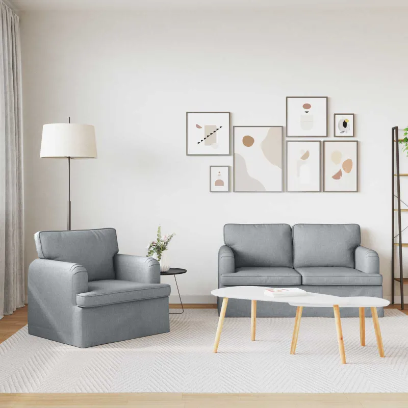 Sofos komplektas 2 pcs Šviesiai pilka 144 x 80 x 85 cm audinys