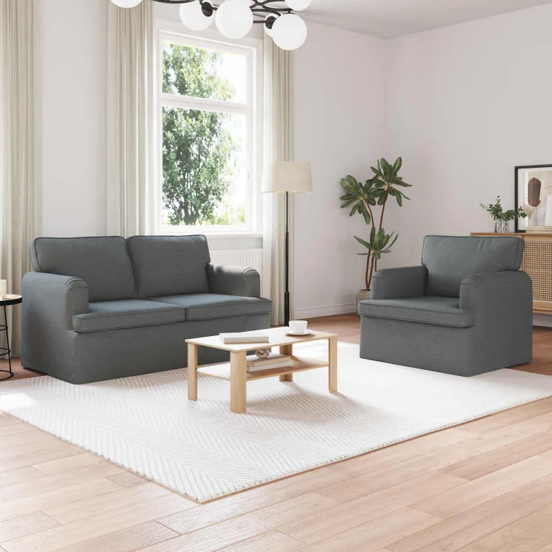 Sofos komplektas 2 pcs Tamsiai pilka 144 x 80 x 85 cm audinys