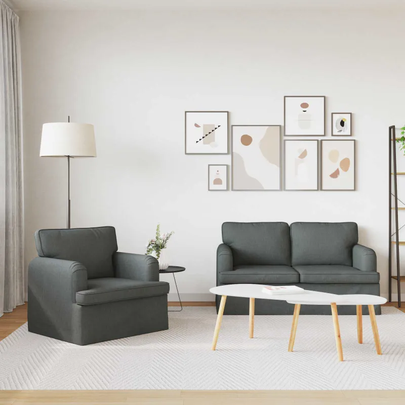 Sofos komplektas 2 pcs Tamsiai pilka 144 x 80 x 85 cm audinys