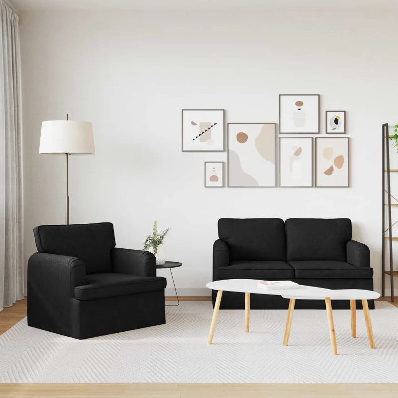Sofos komplektas 2 pcs Juoda 144 x 80 x 85 cm audinys