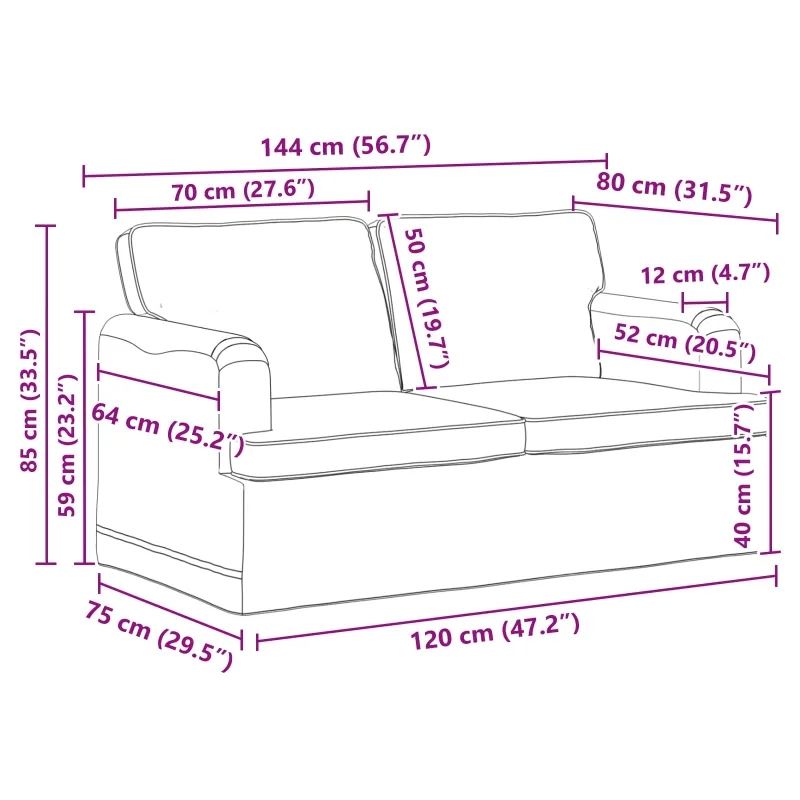 Sofos komplektas 2 pcs Juoda 144 x 80 x 85 cm audinys