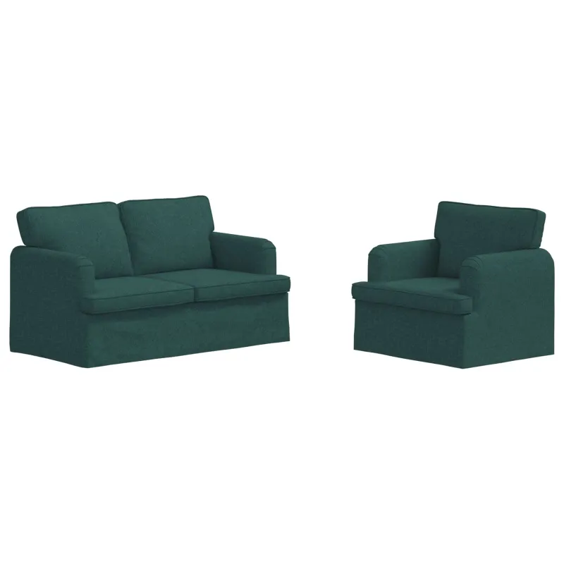 Sofos komplektas 2 pcs Tamsiai žalia 144 x 80 x 85 cm audinys