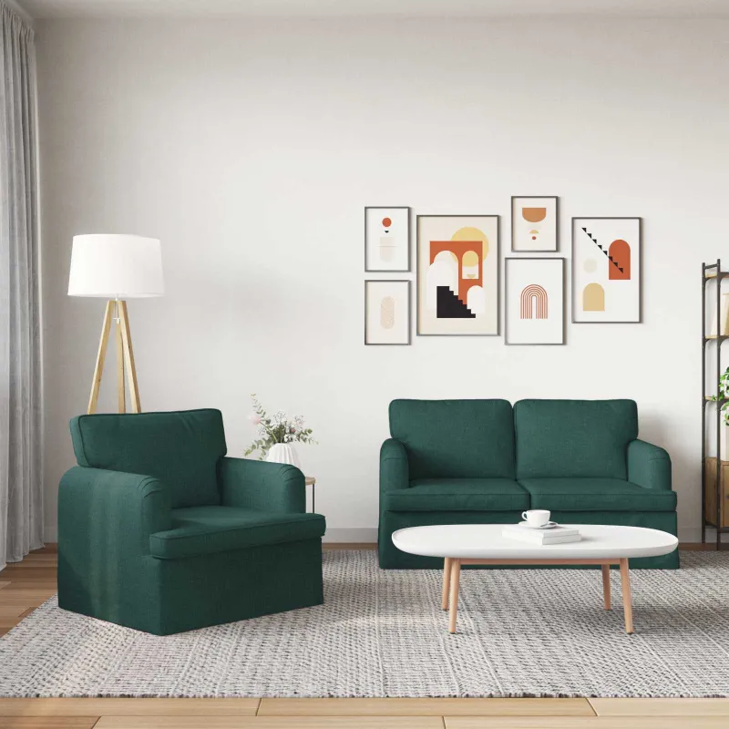 Sofos komplektas 2 pcs Tamsiai žalia 144 x 80 x 85 cm audinys