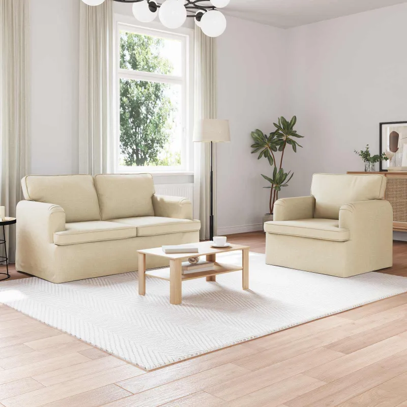 Sofos komplektas 2 pcs Kreminė 144 x 80 x 85 cm audinys