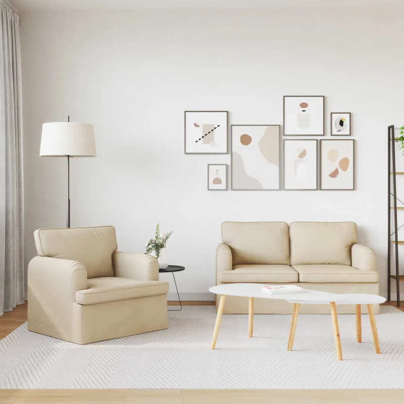 Sofos komplektas 2 pcs Kreminė 144 x 80 x 85 cm audinys