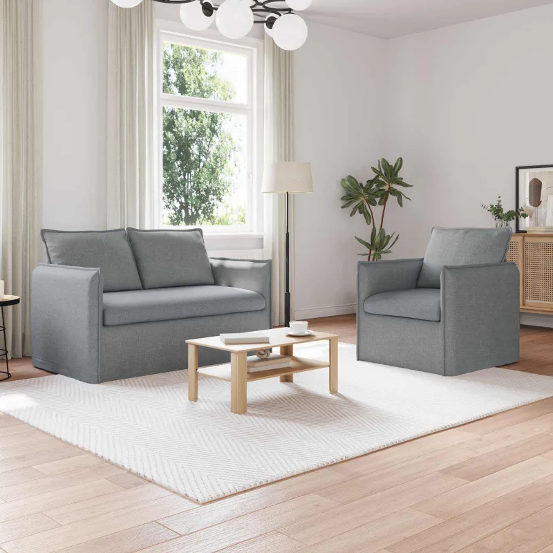Sofos komplektas 2 pcs Šviesiai pilka 136 x 82 x 85 cm Audinys
