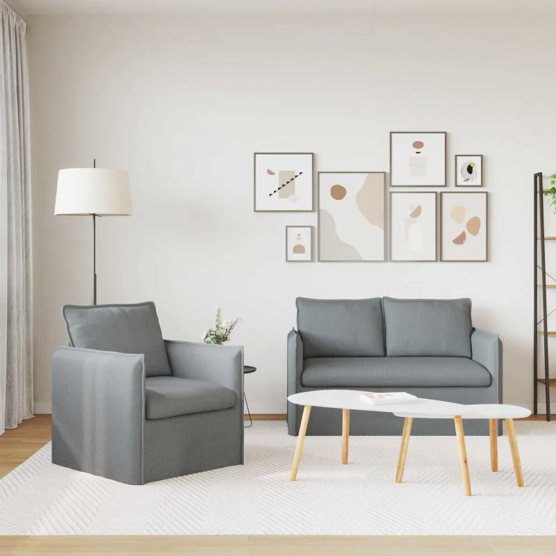 Sofos komplektas 2 pcs Šviesiai pilka 136 x 82 x 85 cm Audinys