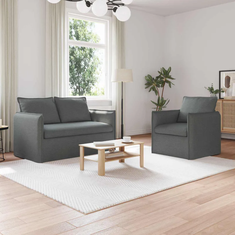 Sofos komplektas 2 pcs Tamsiai pilka 136 x 82 x 85 cm Audinys