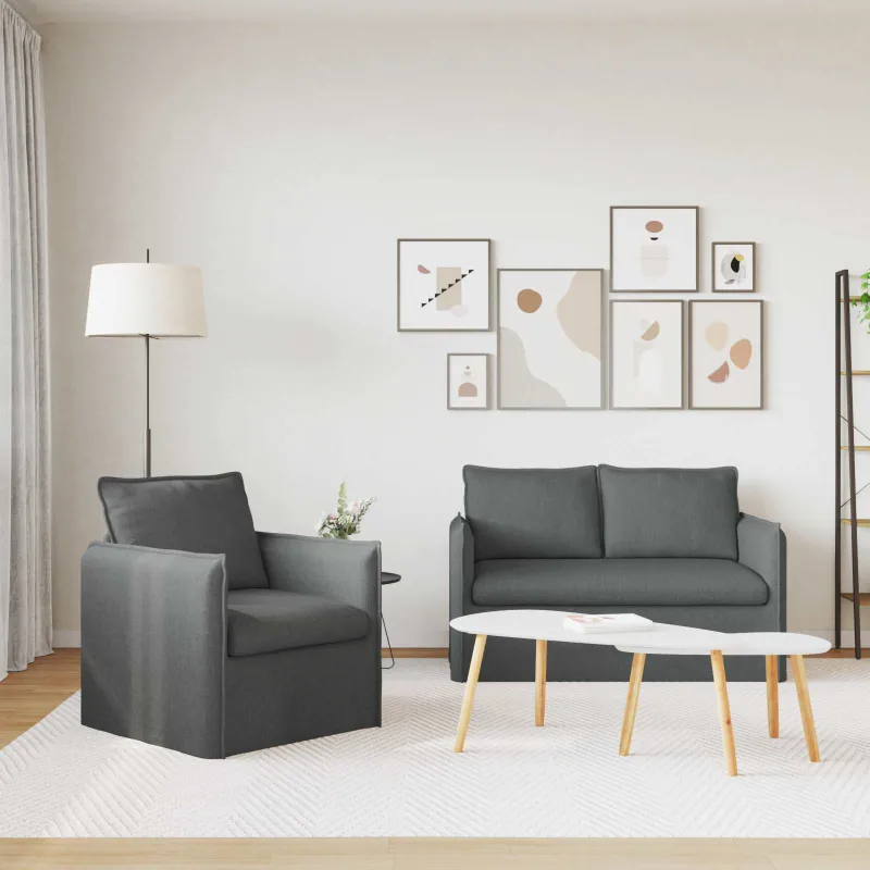 Sofos komplektas 2 pcs Tamsiai pilka 136 x 82 x 85 cm Audinys