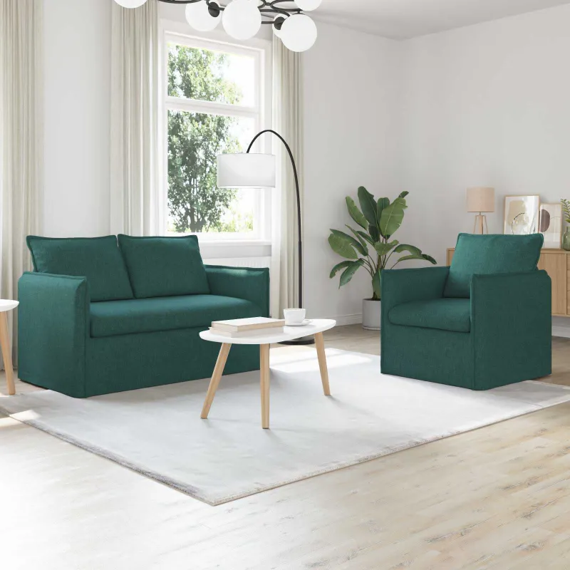 Sofos komplektas 2 pcs Tamsiai žalia 136 x 82 x 85 cm Audinys