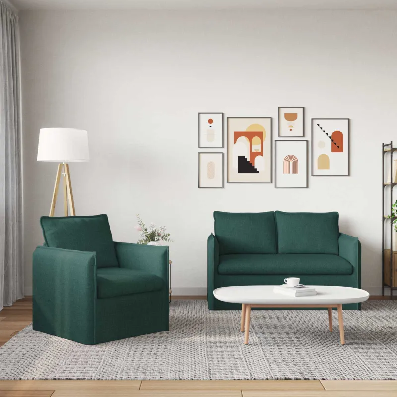 Sofos komplektas 2 pcs Tamsiai žalia 136 x 82 x 85 cm Audinys