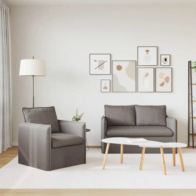 Sofos komplektas 2 pcs Taupe 136 x 82 x 85 cm Audinys