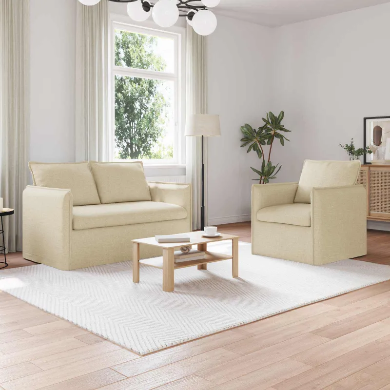 Sofos komplektas 2 pcs Kreminė 136 x 82 x 85 cm Audinys