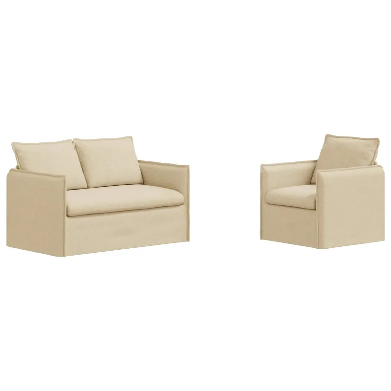 Sofos komplektas 2 pcs Kreminė 136 x 82 x 85 cm Audinys