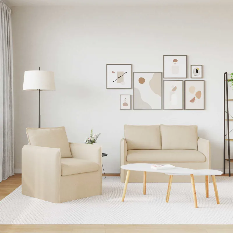 Sofos komplektas 2 pcs Kreminė 136 x 82 x 85 cm Audinys