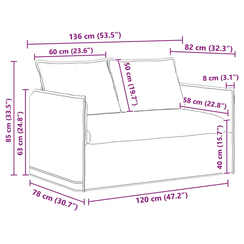 Sofos komplektas 2 pcs Kreminė 136 x 82 x 85 cm Audinys