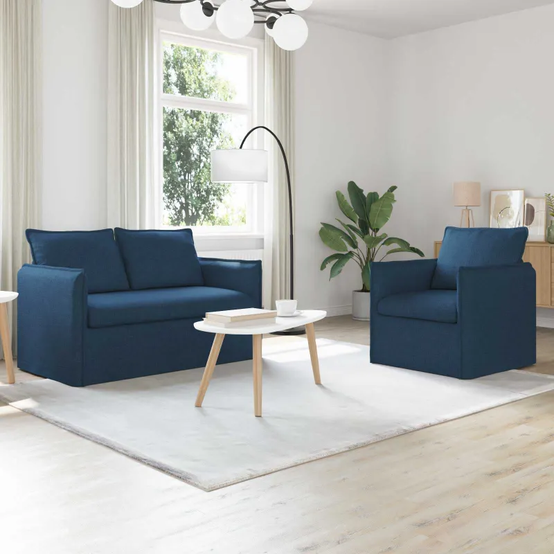Sofos komplektas 2 pcs Mėlyna 136 x 82 x 85 cm Audinys