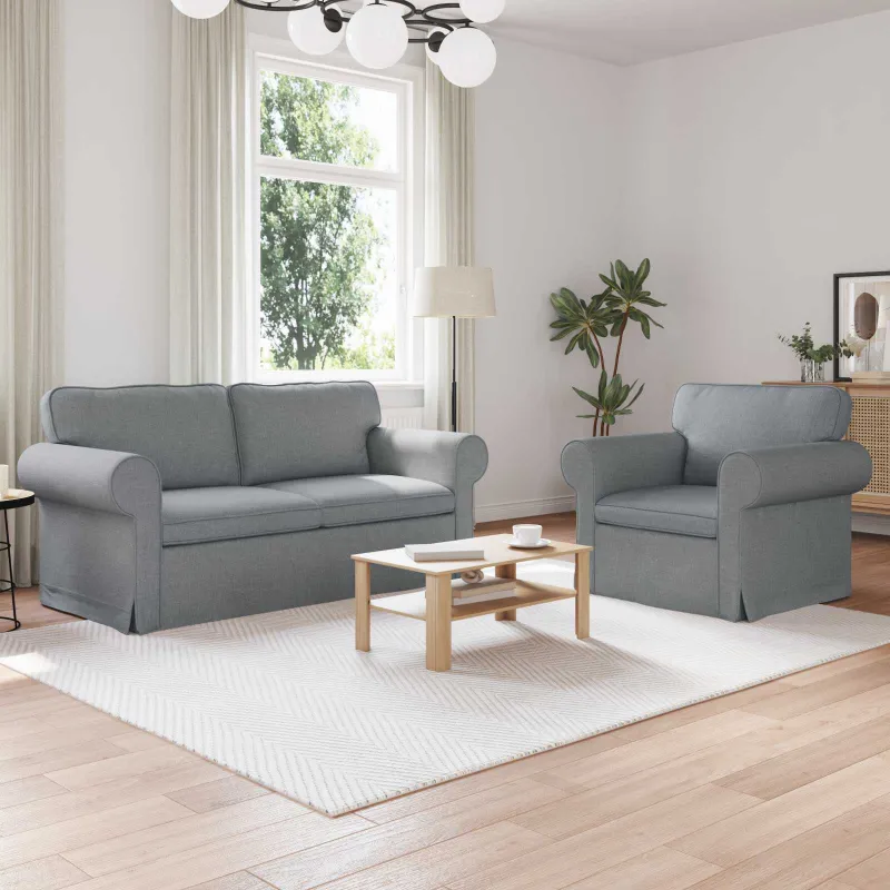 Sofos komplektas 2 pcs Šviesiai pilka 175 x 82 x 80 cm audinys