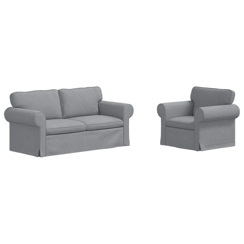 Sofos komplektas 2 pcs Šviesiai pilka 175 x 82 x 80 cm audinys