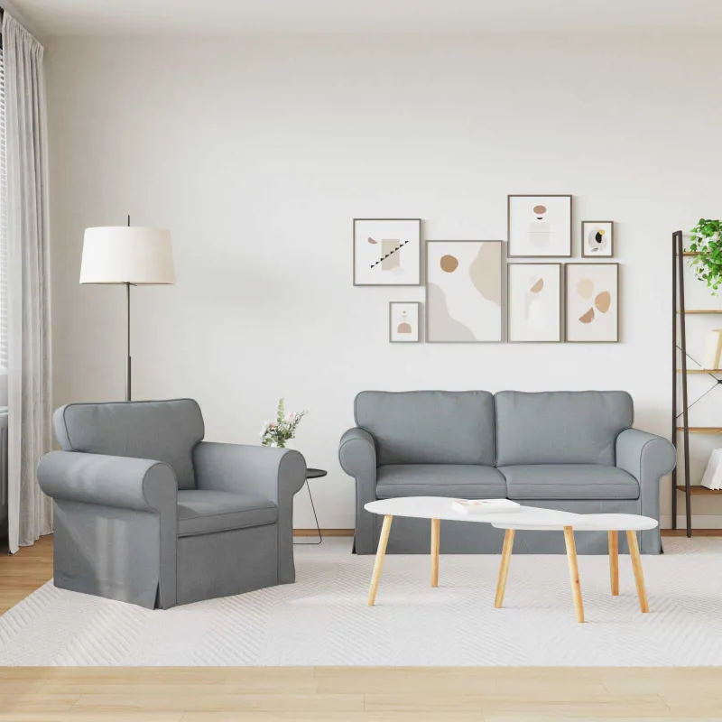 Sofos komplektas 2 pcs Šviesiai pilka 175 x 82 x 80 cm audinys
