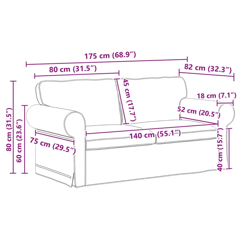 Sofos komplektas 2 pcs Šviesiai pilka 175 x 82 x 80 cm audinys