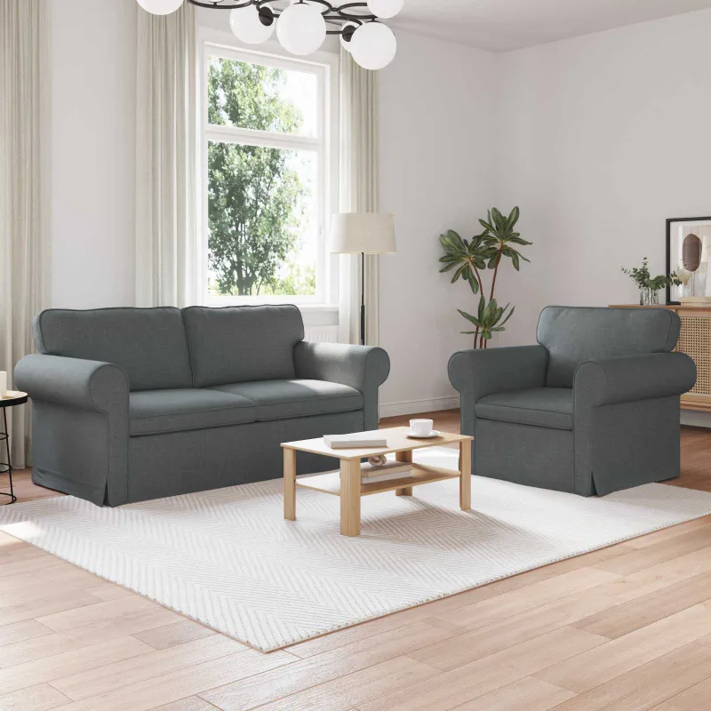 Sofos komplektas 2 pcs Tamsiai pilka 175 x 82 x 80 cm audinys