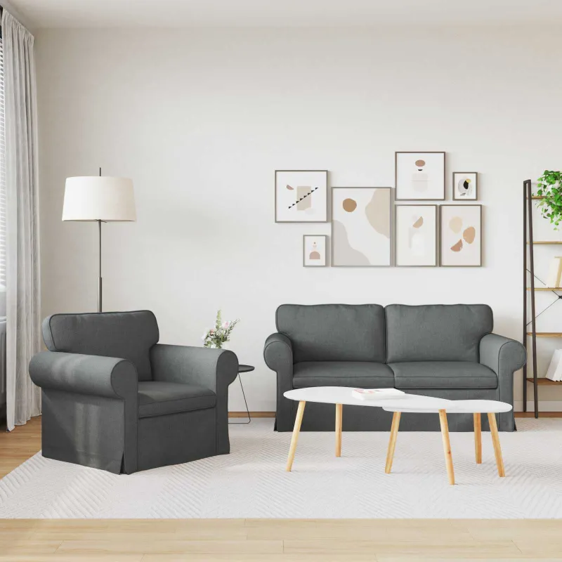 Sofos komplektas 2 pcs Tamsiai pilka 175 x 82 x 80 cm audinys