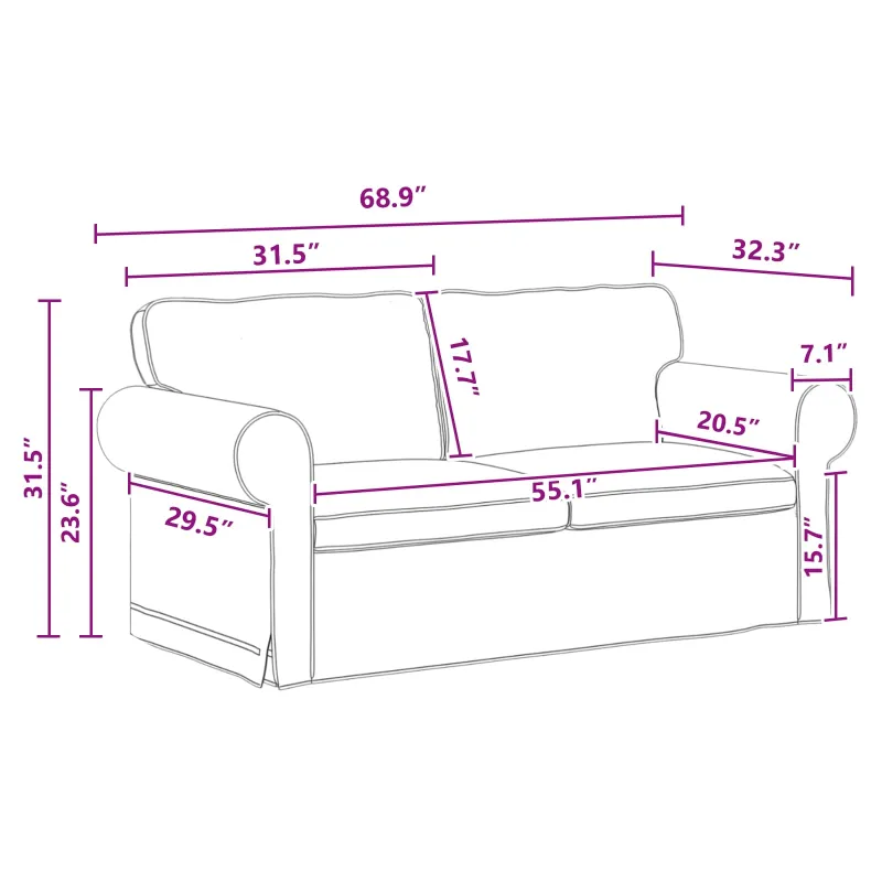 Sofos komplektas 2 pcs Tamsiai pilka 175 x 82 x 80 cm audinys