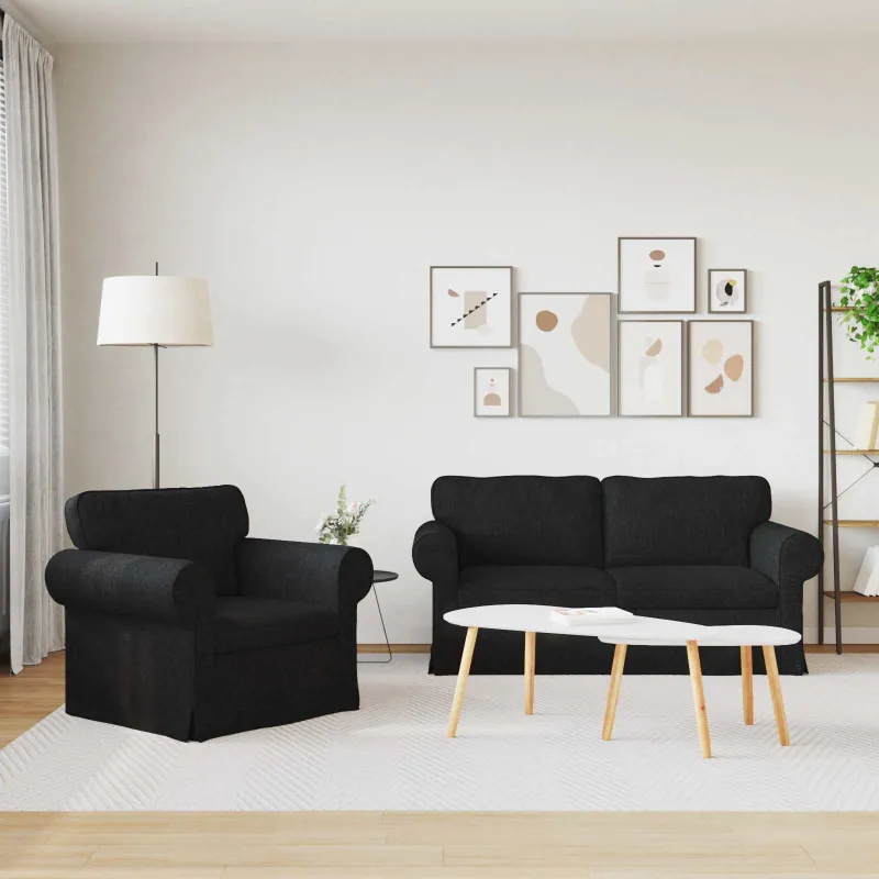 Sofos komplektas 2 pcs Juoda 175 x 82 x 80 cm audinys